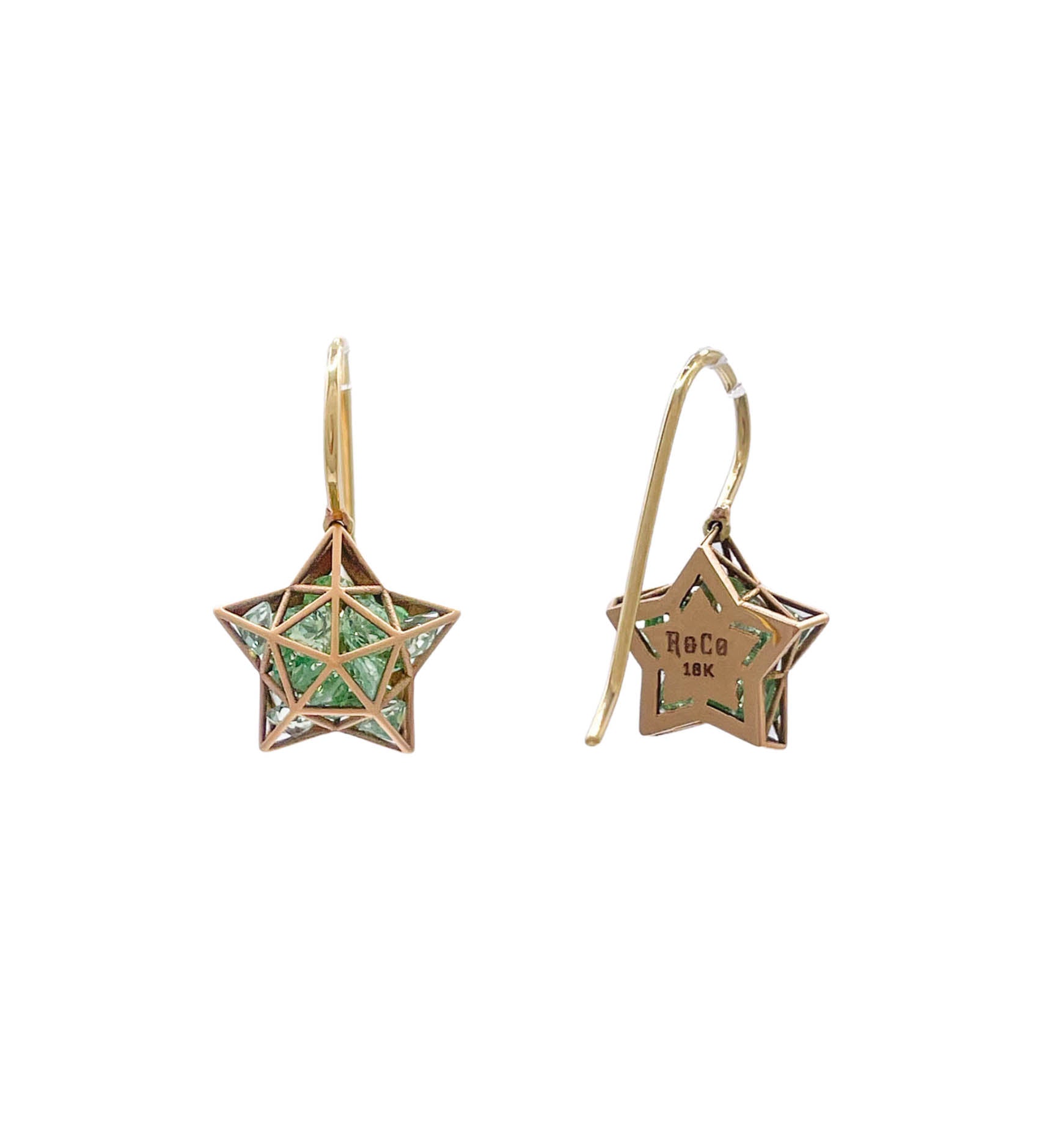 Roule & Co. 18K Yellow Gold Mint Tsavorite Roulette Star Earring