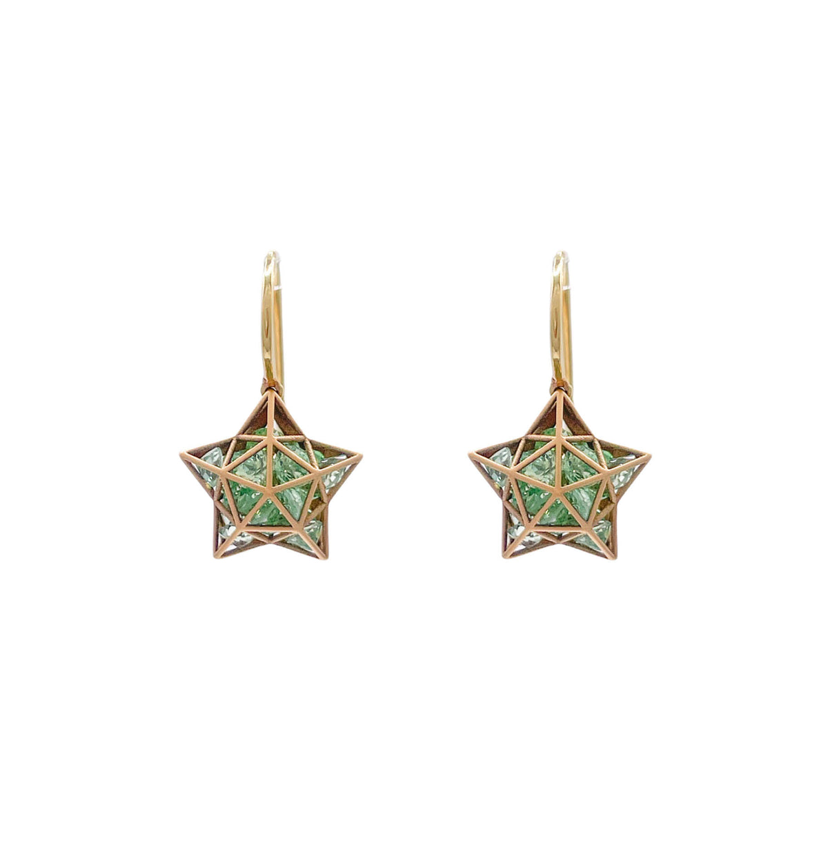 Roule & Co. 18K Yellow Gold Mint Tsavorite Roulette Star Earring