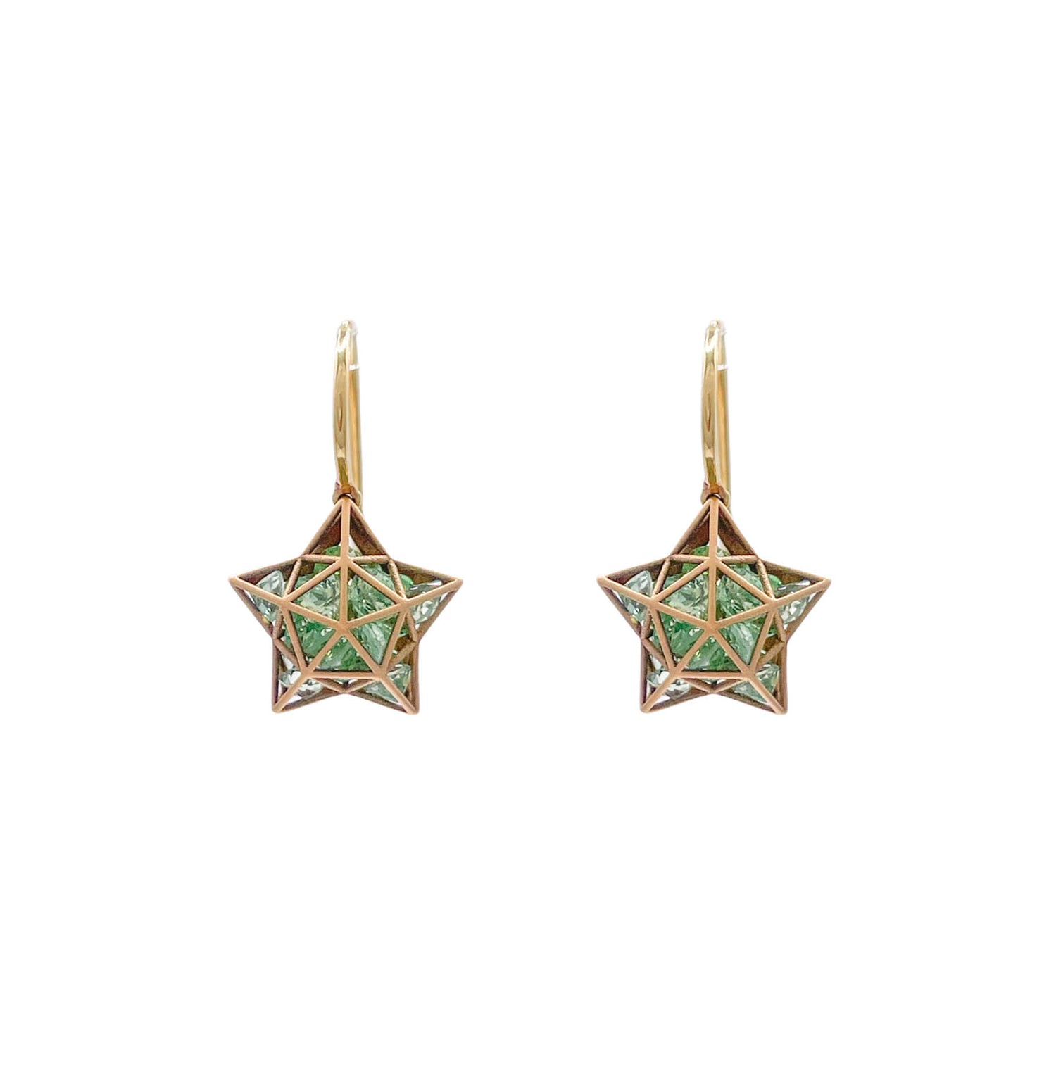 Roule & Co. 18K Yellow Gold Mint Tsavorite Roulette Star Earring