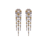 Sutra 18k Two Tone Gold Diamond White Ceramic Bubble Drop Dangle Earrings