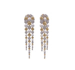Sutra 18k Two Tone Gold Diamond White Ceramic Bubble Drop Dangle Earrings