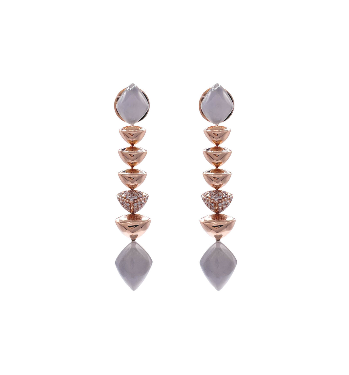 SOFRAGEM 18K ROSE GOLD MOONSTONE DIAMOND GEOMETRIC DROP EARRINGS