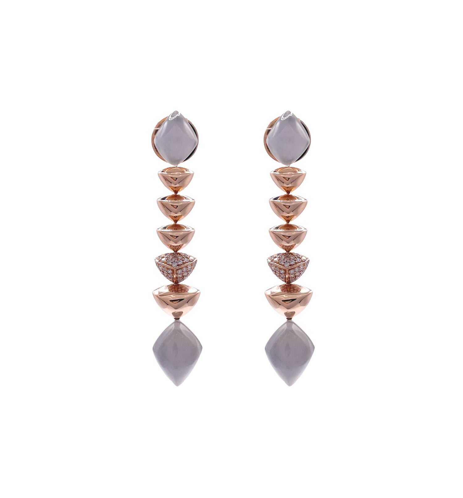 SOFRAGEM 18K ROSE GOLD MOONSTONE DIAMOND GEOMETRIC DROP EARRINGS