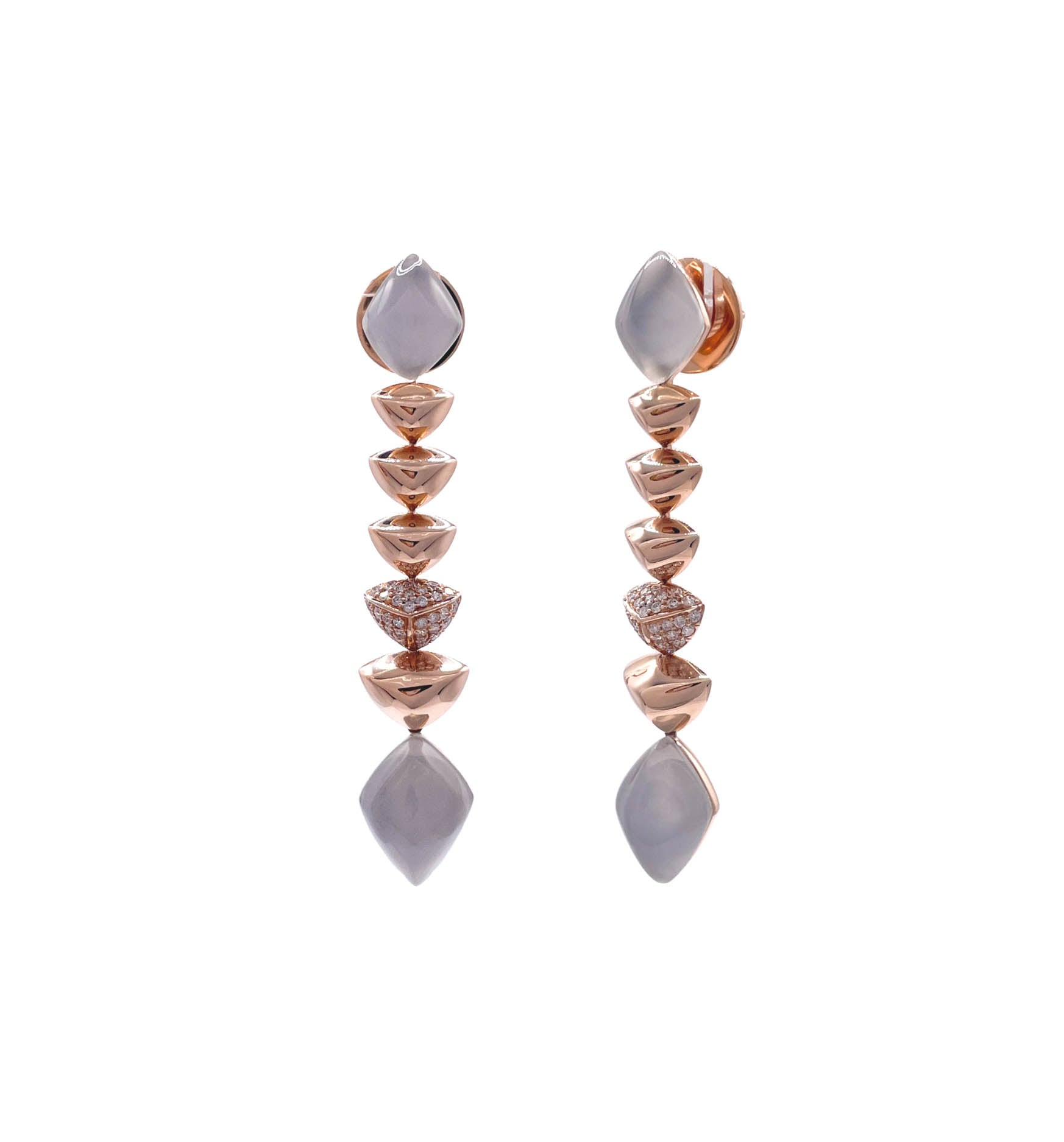 SOFRAGEM 18K ROSE GOLD MOONSTONE DIAMOND GEOMETRIC DROP EARRINGS