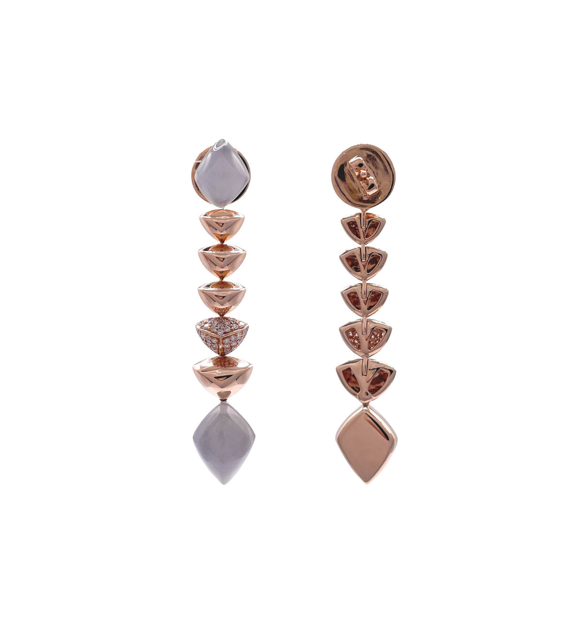 SOFRAGEM 18K ROSE GOLD MOONSTONE DIAMOND GEOMETRIC DROP EARRINGS