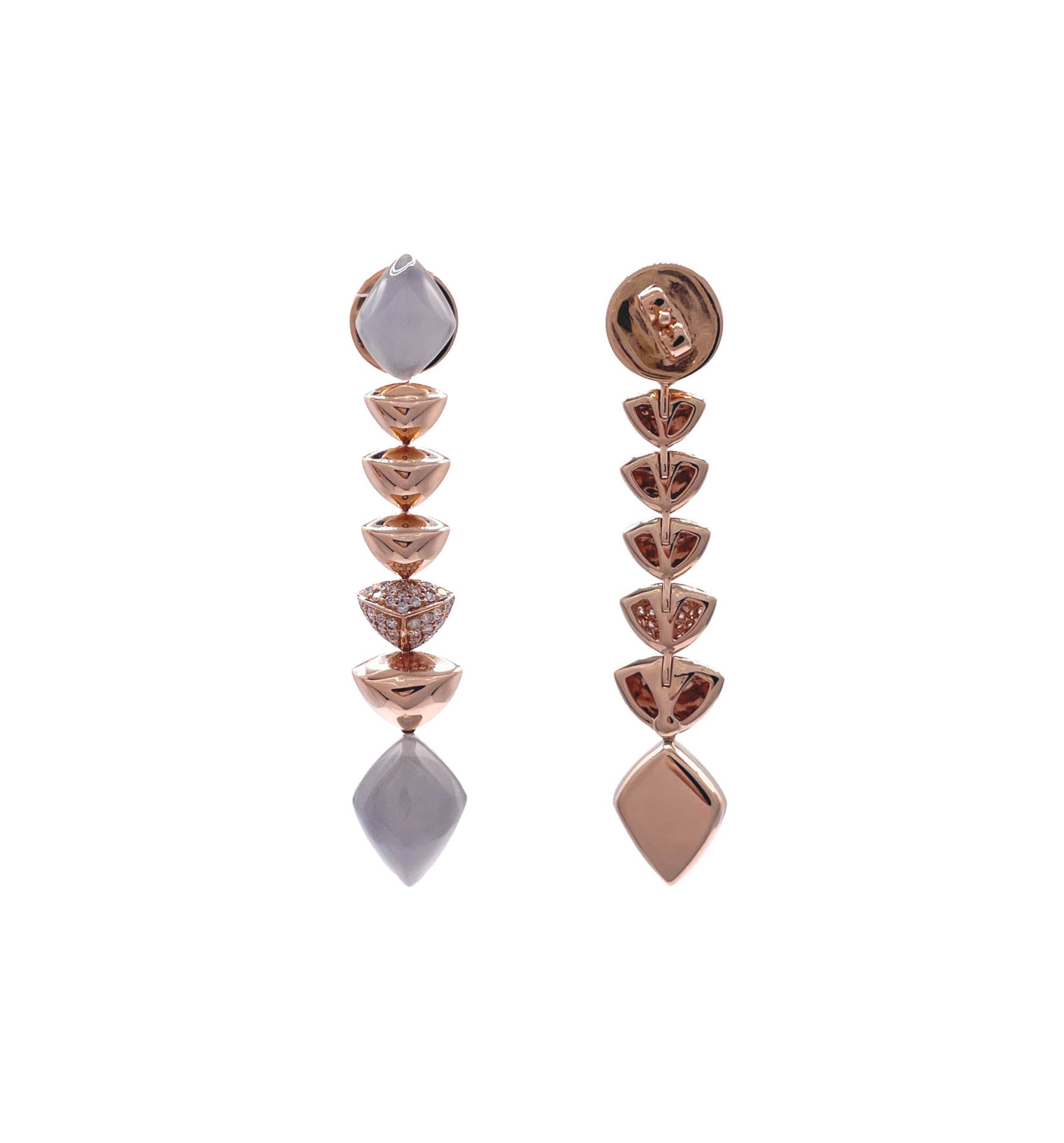 SOFRAGEM 18K ROSE GOLD MOONSTONE DIAMOND GEOMETRIC DROP EARRINGS