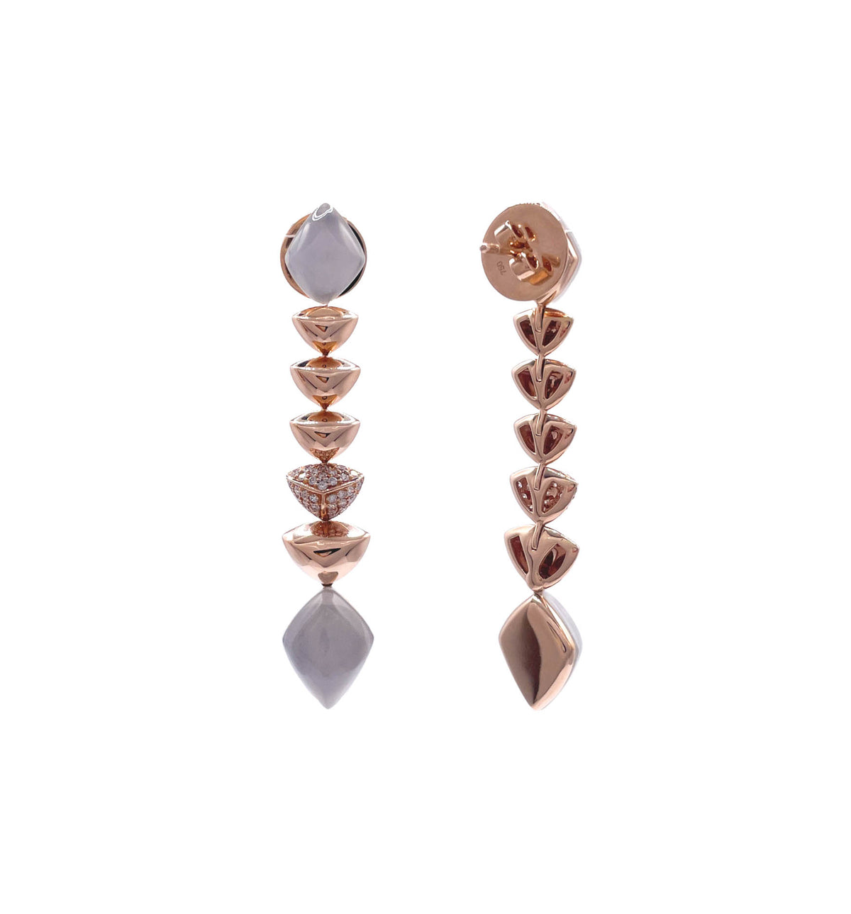 SOFRAGEM 18K ROSE GOLD MOONSTONE DIAMOND GEOMETRIC DROP EARRINGS