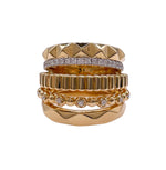 JAY FEDER 18K YELLOW GOLD DIAMOND 5 ROW BAND RING