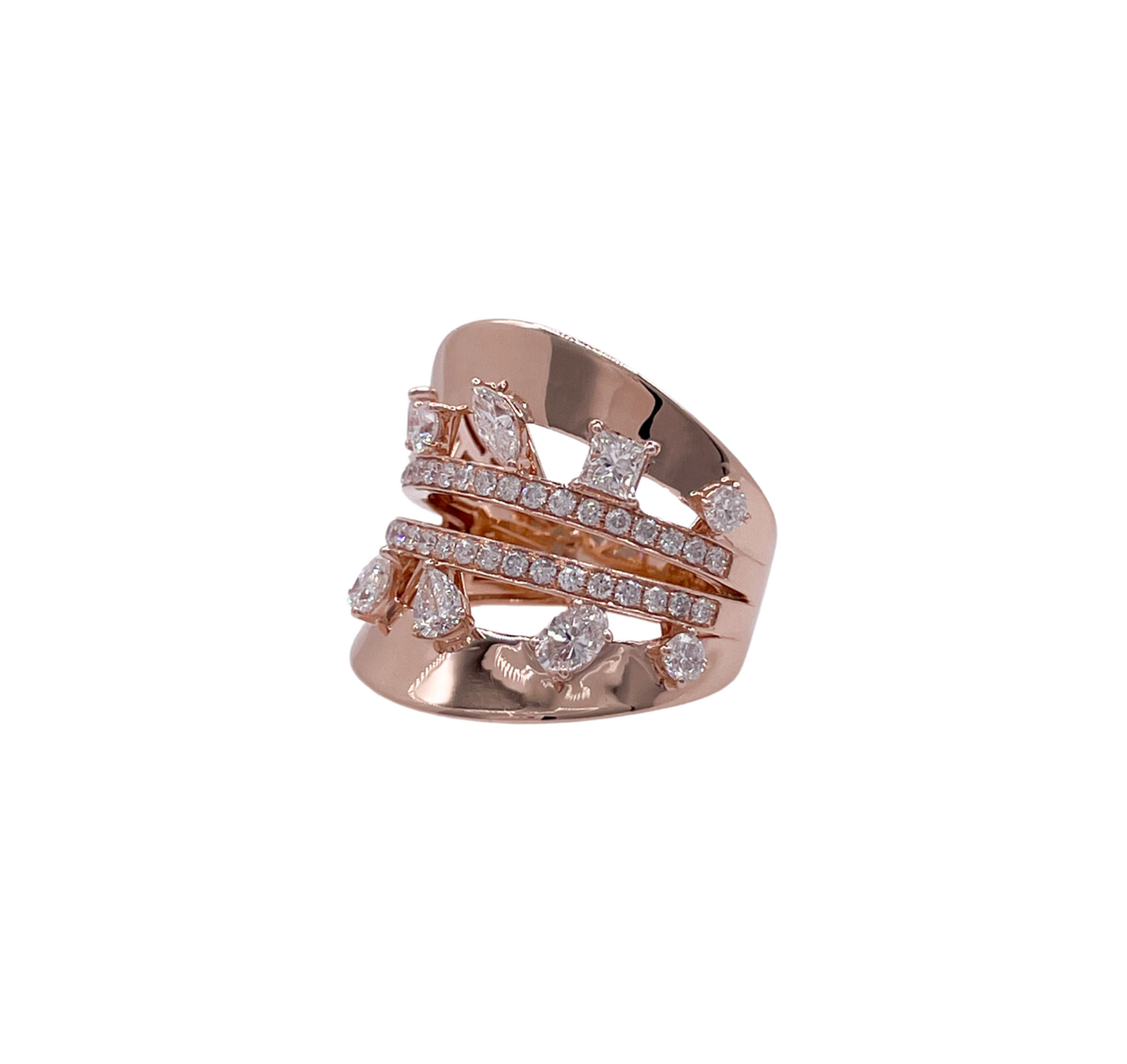 JAY FEDER 14K ROSE GOLD DIAMOND BAND RING