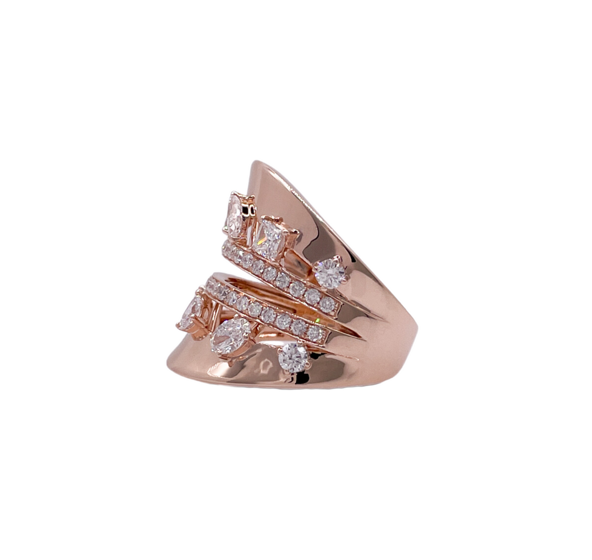 JAY FEDER 14K ROSE GOLD DIAMOND BAND RING