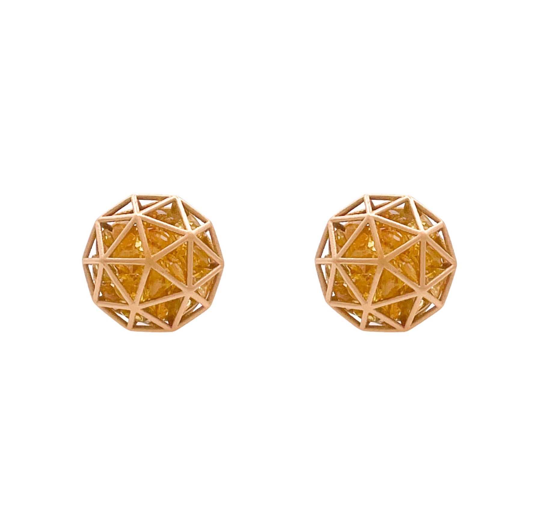 Roule & Co. 18K Yellow Gold Yellow Sapphire Decagon Shaker Stud Earring