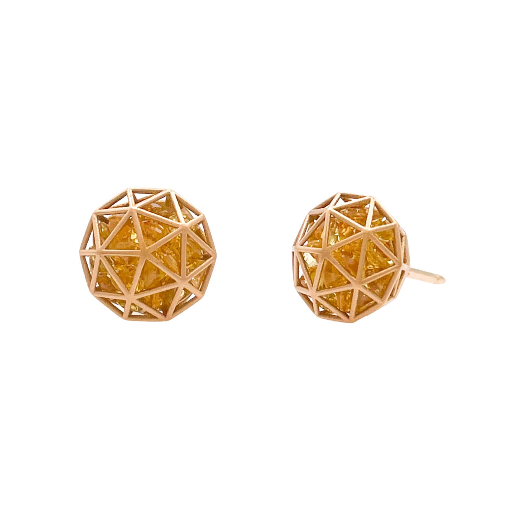 Roule & Co. 18K Yellow Gold Yellow Sapphire Decagon Shaker Stud Earring
