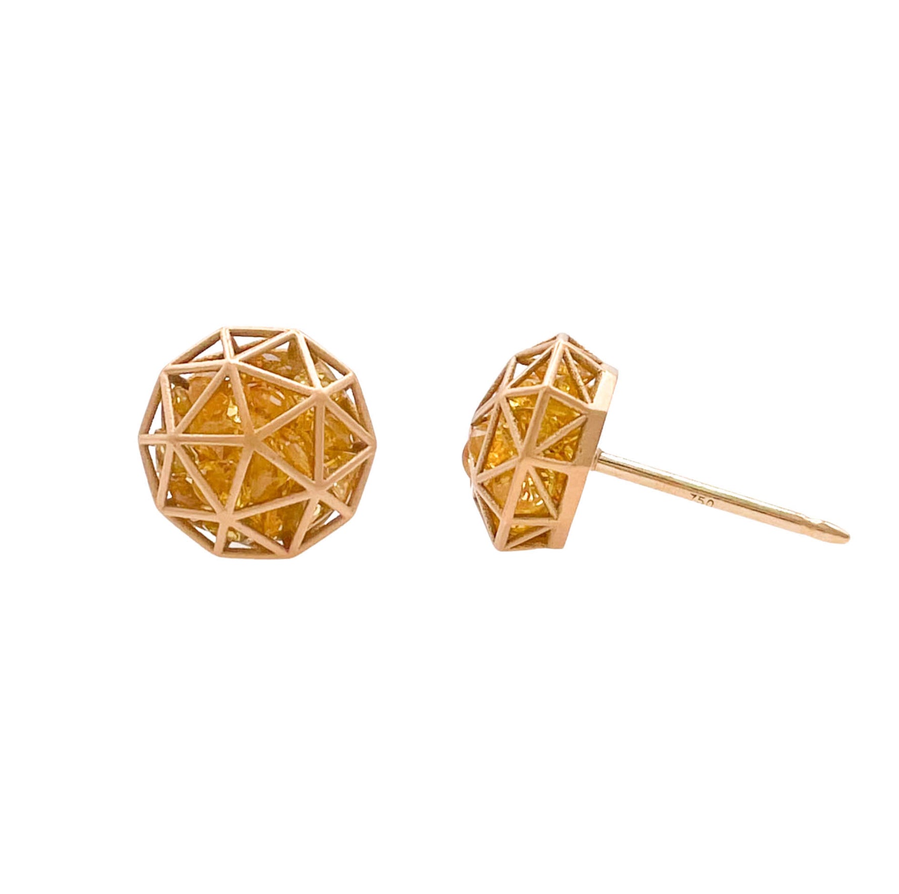 Roule & Co. 18K Yellow Gold Yellow Sapphire Decagon Shaker Stud Earring