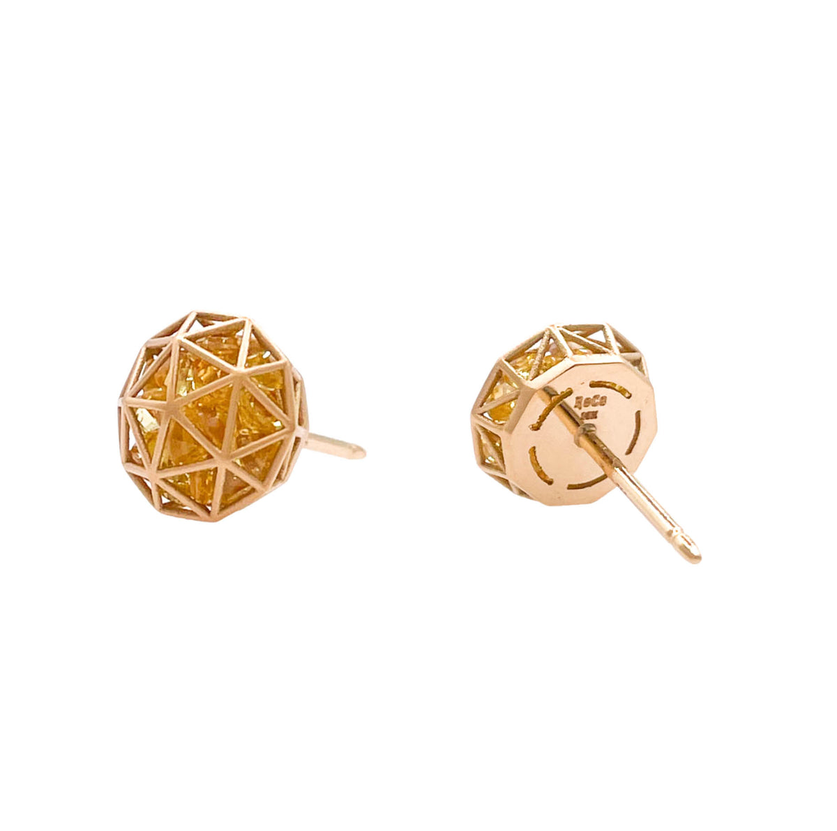 Roule & Co. 18K Yellow Gold Yellow Sapphire Decagon Shaker Stud Earring