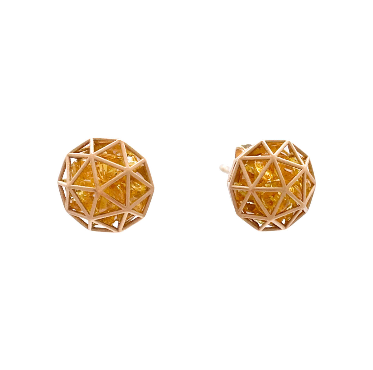 Roule & Co. 18K Yellow Gold Yellow Sapphire Decagon Shaker Stud Earring