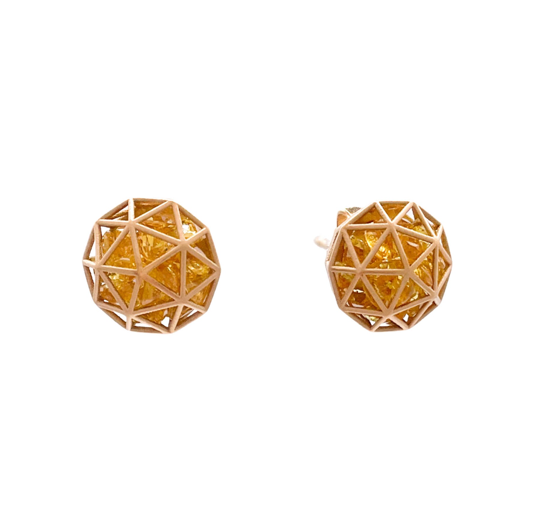 Roule & Co. 18K Yellow Gold Yellow Sapphire Decagon Shaker Stud Earring