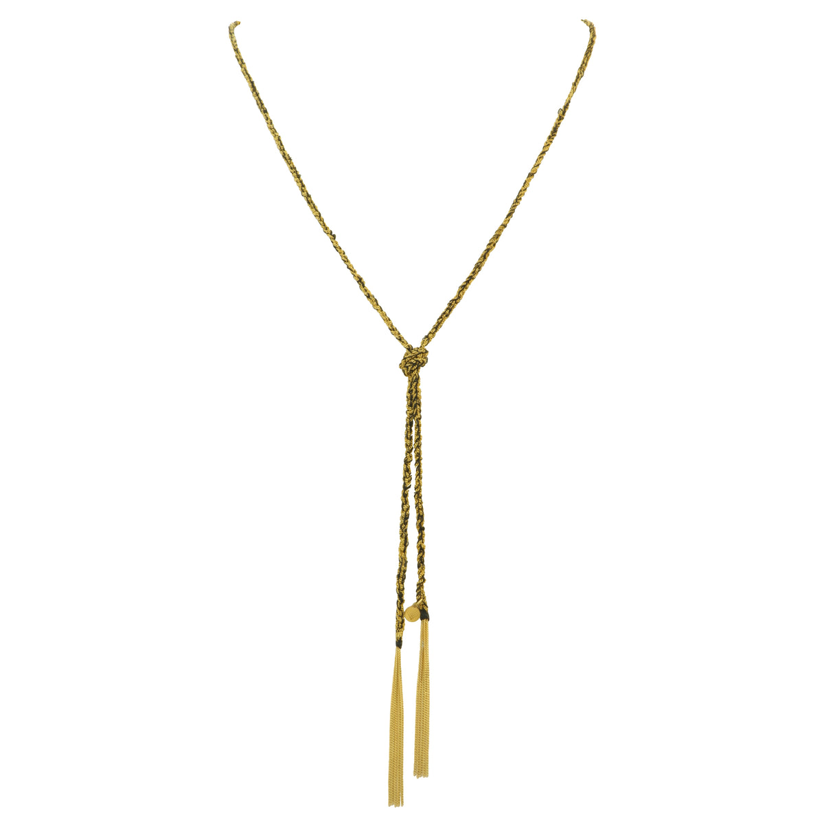 Jay Feder 14K Yellow Gold Black Narl lariat Necklace - Jay Feder Jewelers