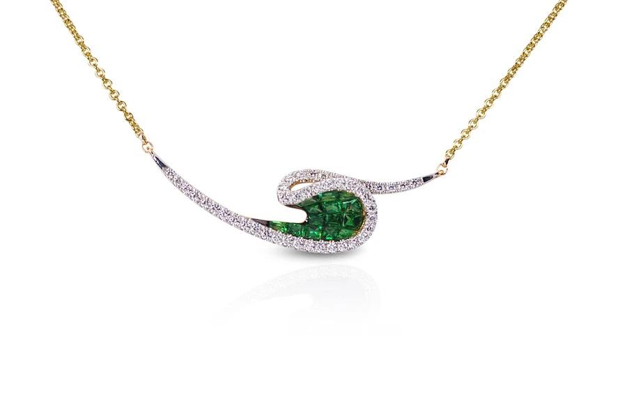 Kavant & Sharart 18K yellow gold tsavorite Talay Wave necklace