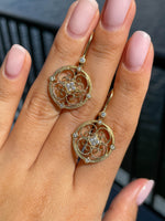 Jay Feder 14k Yellow Gold Diamond Filigree Drop Dangle Earrings