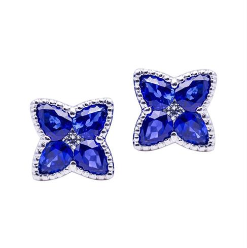 JAY FEDER 18K WHITE GOLD SAPPHIRE AND DIAMOND EARRINGS