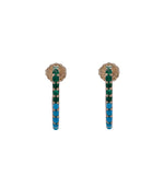 JAY FEDER 14K YELLOW GOLD TURQUOISE EMERALD PAPERCLIP EARRINGS