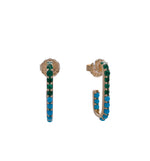 JAY FEDER 14K YELLOW GOLD TURQUOISE EMERALD PAPERCLIP EARRINGS