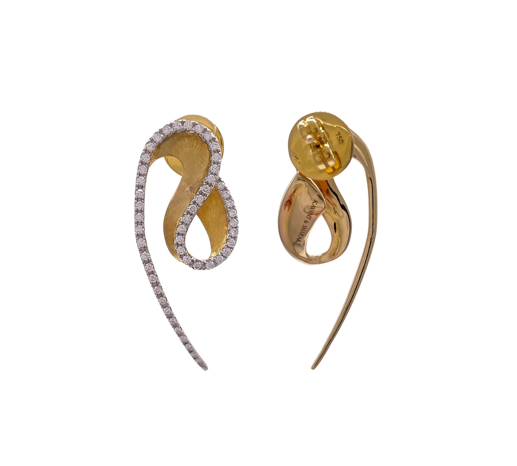 Kavant & Sharart 18k Yellow Gold Diamond Talay Wave Earring