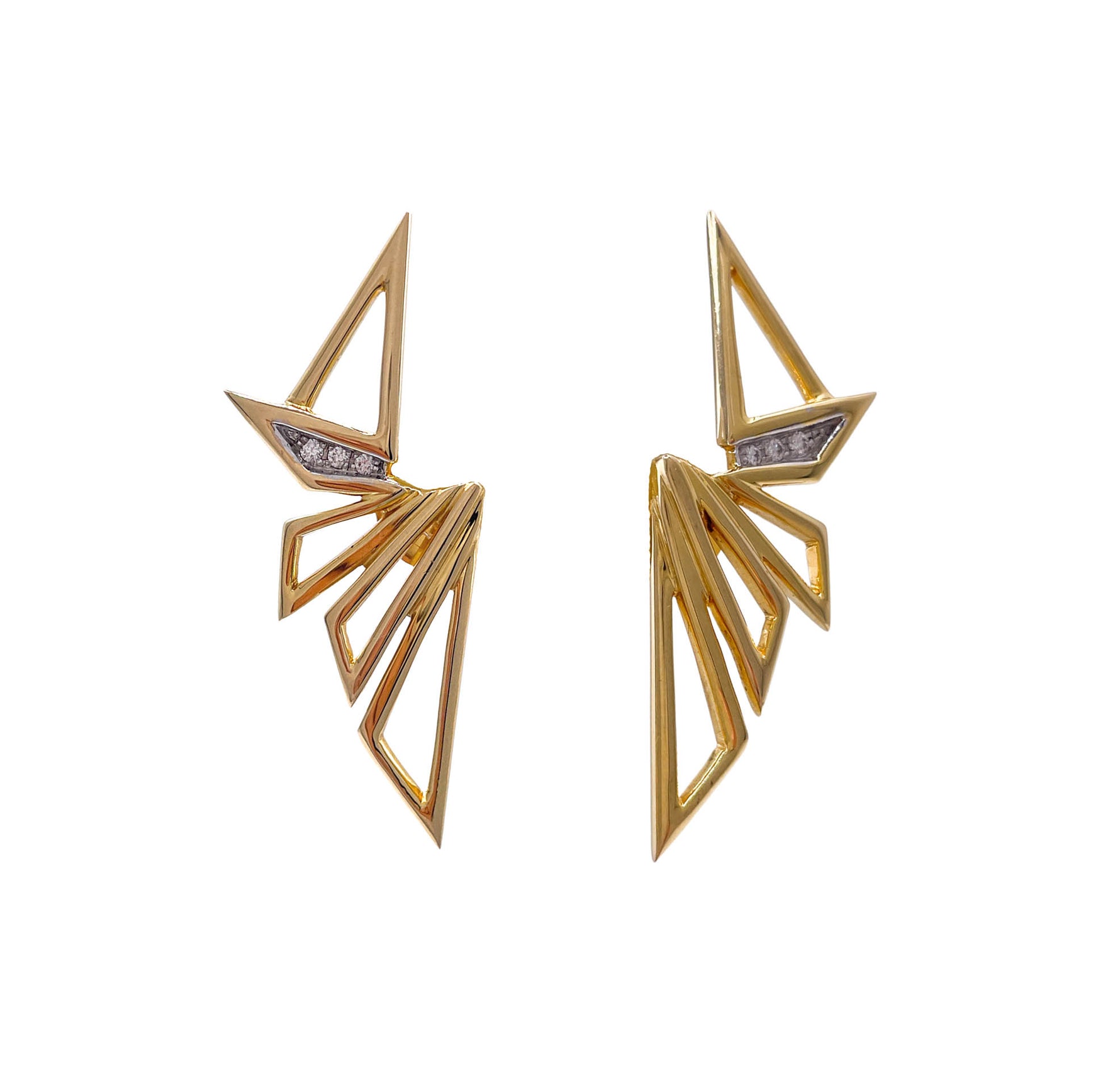 Kavant & Sharart 18K Yellow Gold Diamond Origami Earrings