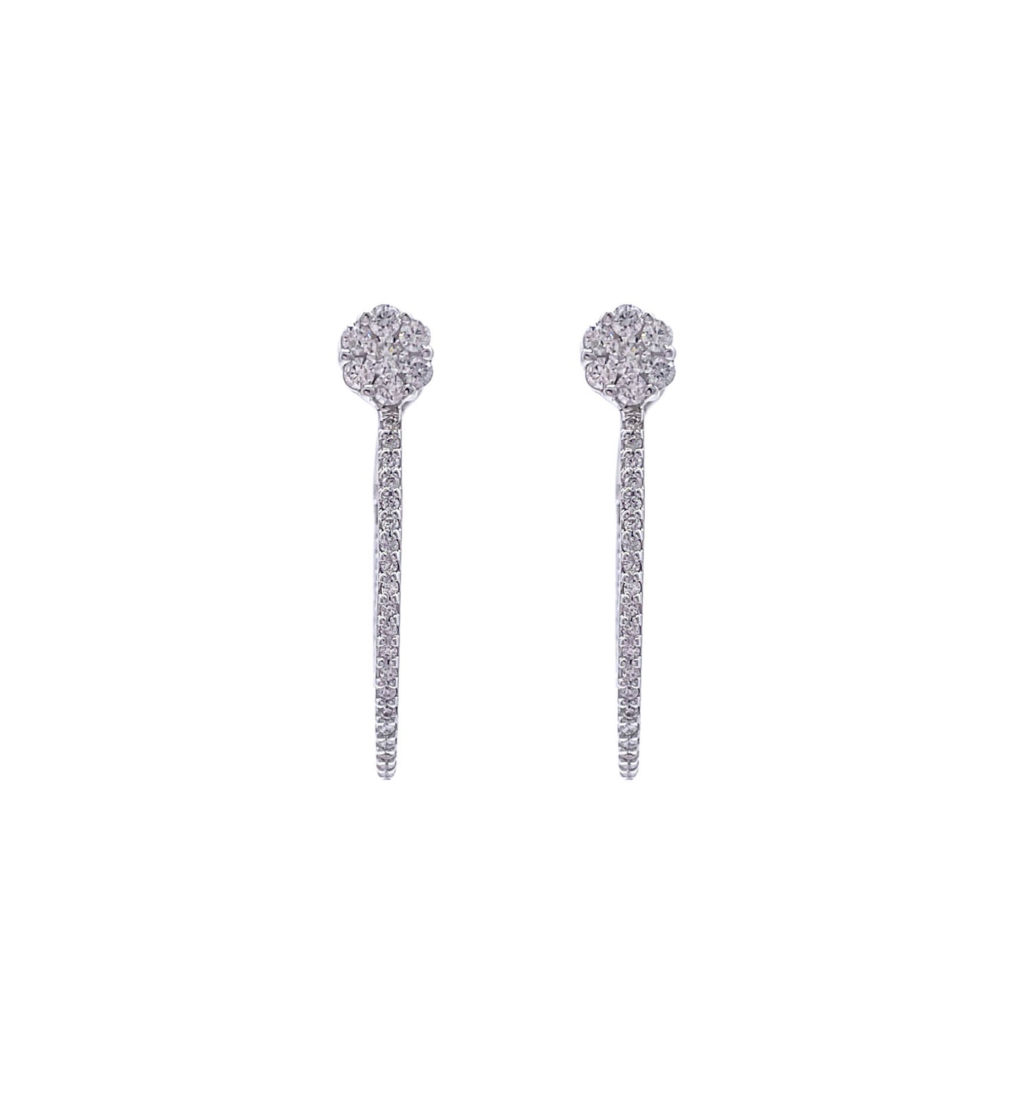JAY FEDER 14K WHITE GOLD DIAMOND EARRINGS