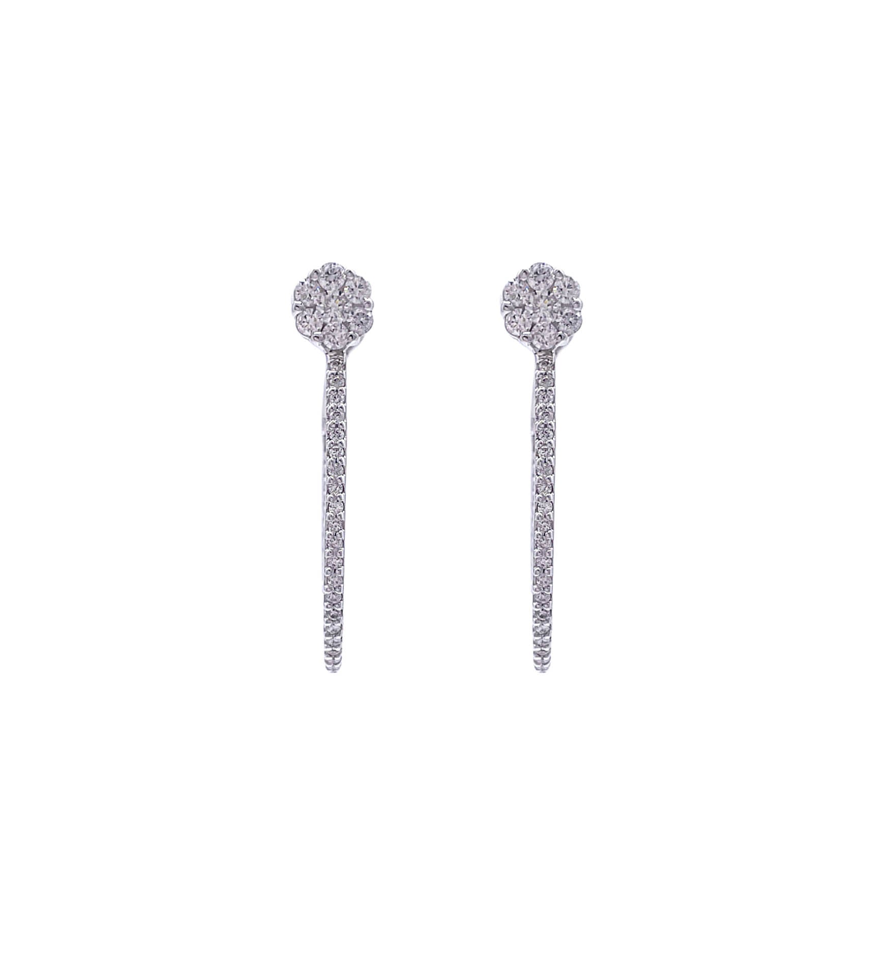 JAY FEDER 14K WHITE GOLD DIAMOND EARRINGS