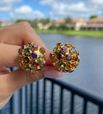 Jay Feder 18k Yellow Gold Multi-color Gemstone Earrings