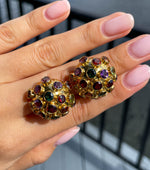 Jay Feder 18k Yellow Gold Multi-color Gemstone Earrings