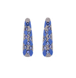 SUTRA 18K WHITE GOLD SAPPHIRE AND DIAMOND BLUE CERAMIC EARRINGS