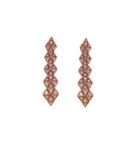 JAY FEDER 18K ROSE GOLD MOONSTONE DIAMOND TRIANGULAR DROP EARRINGS