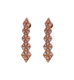 JAY FEDER 18K ROSE GOLD MOONSTONE DIAMOND TRIANGULAR DROP EARRINGS