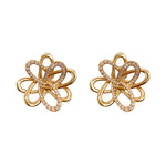 SOFRAGEM 18K YELLOW GOLD DIAMOND FLOWER EARRINGS