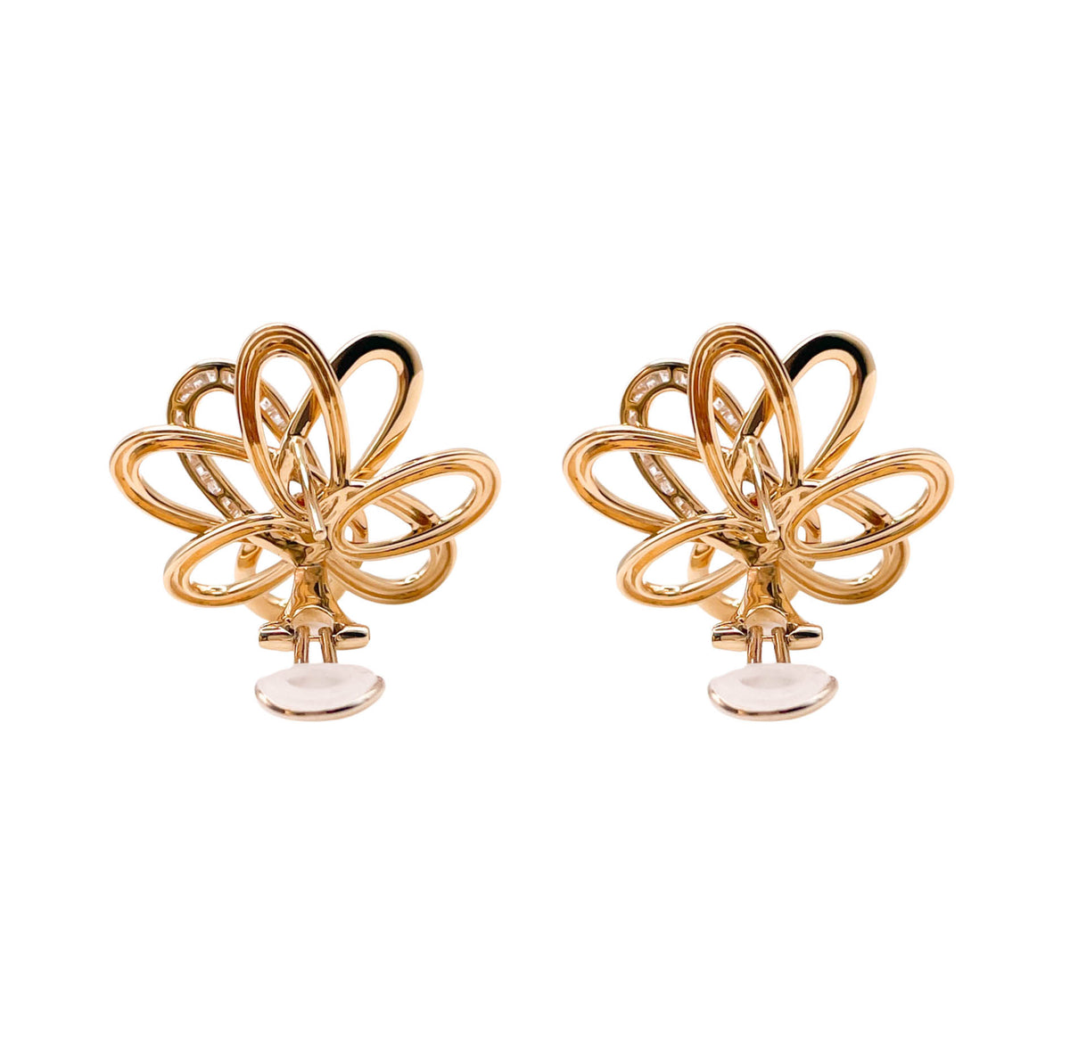 SOFRAGEM 18K YELLOW GOLD DIAMOND FLOWER EARRINGS