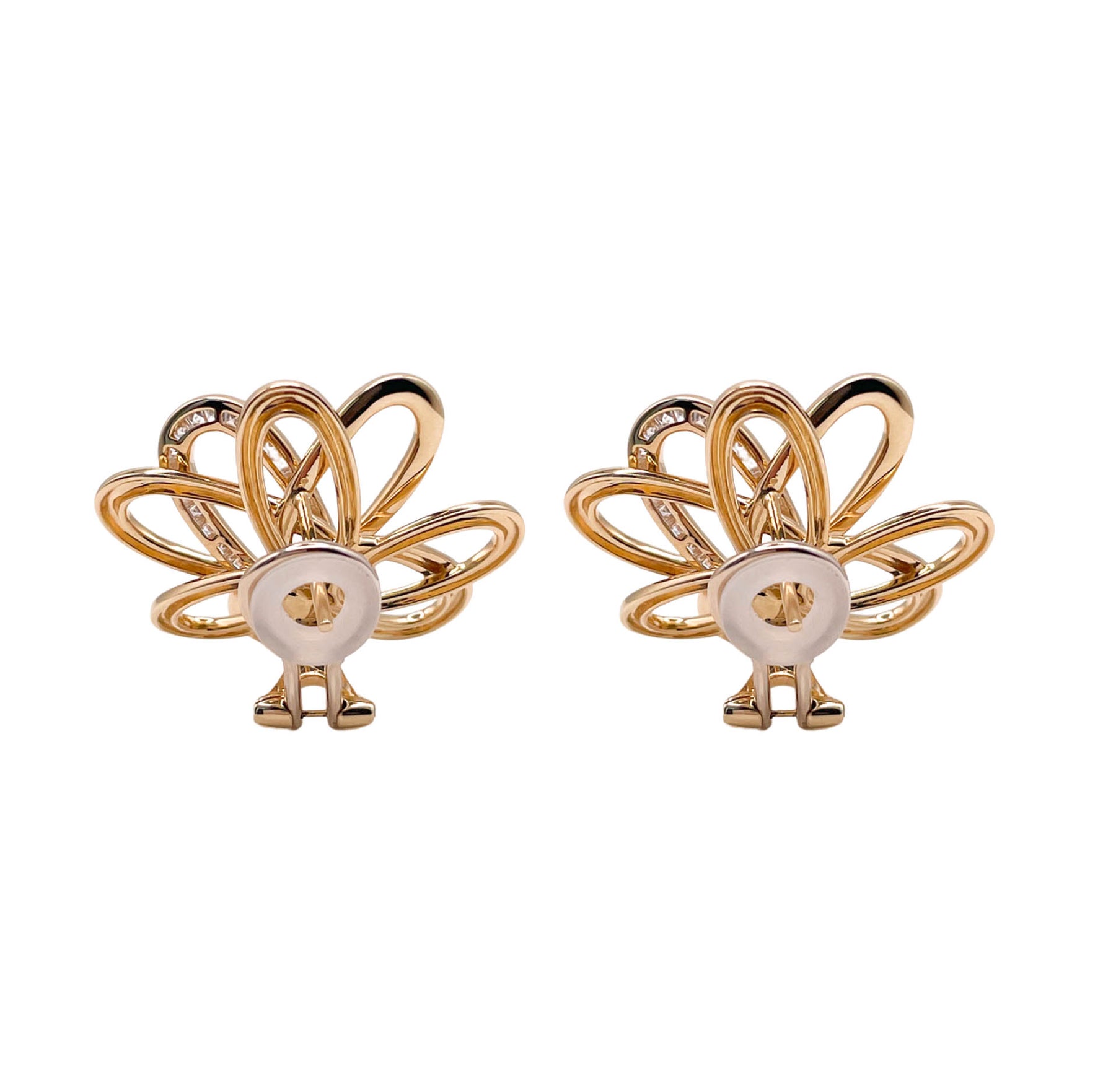 SOFRAGEM 18K YELLOW GOLD DIAMOND FLOWER EARRINGS