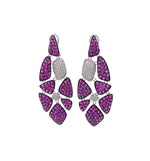 JAY FEDER 18K WHITE GOLD RUBY AND DIAMOND DROP DANGLE EARRINGS