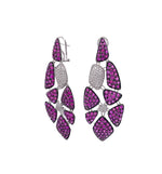 JAY FEDER 18K WHITE GOLD RUBY AND DIAMOND DROP DANGLE EARRINGS