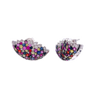 Jay Feder 14k White Gold Multicolor Sapphire and Diamond Caged Stud Earrings