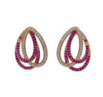 Jay Feder 14k Yellow Gold Ruby and Diamond Drop Earrings