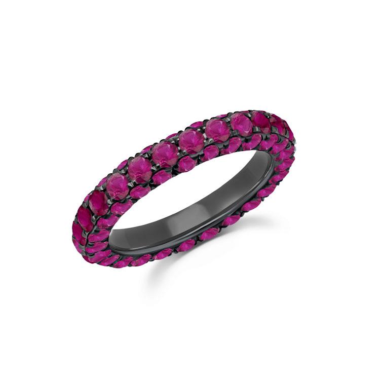 Graziela Gems 18K white gold ruby 3 sided eternity band