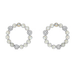 Laura Medine 18k White gold Moonstone diamond circle Wreath Earrings