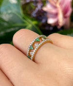 Khai Khai 18k Yellow Gold Tsavorite Diamond Jaws Band Ring