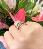 Khai Khai 18k Yellow Gold Pink Sapphire Diamond Crown Band Ring