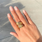 Jay Feder 18K Yellow Gold Diamond Pink Sapphire Lion Ring