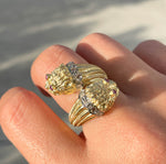 Jay Feder 18K Yellow Gold Diamond Pink Sapphire Lion Ring