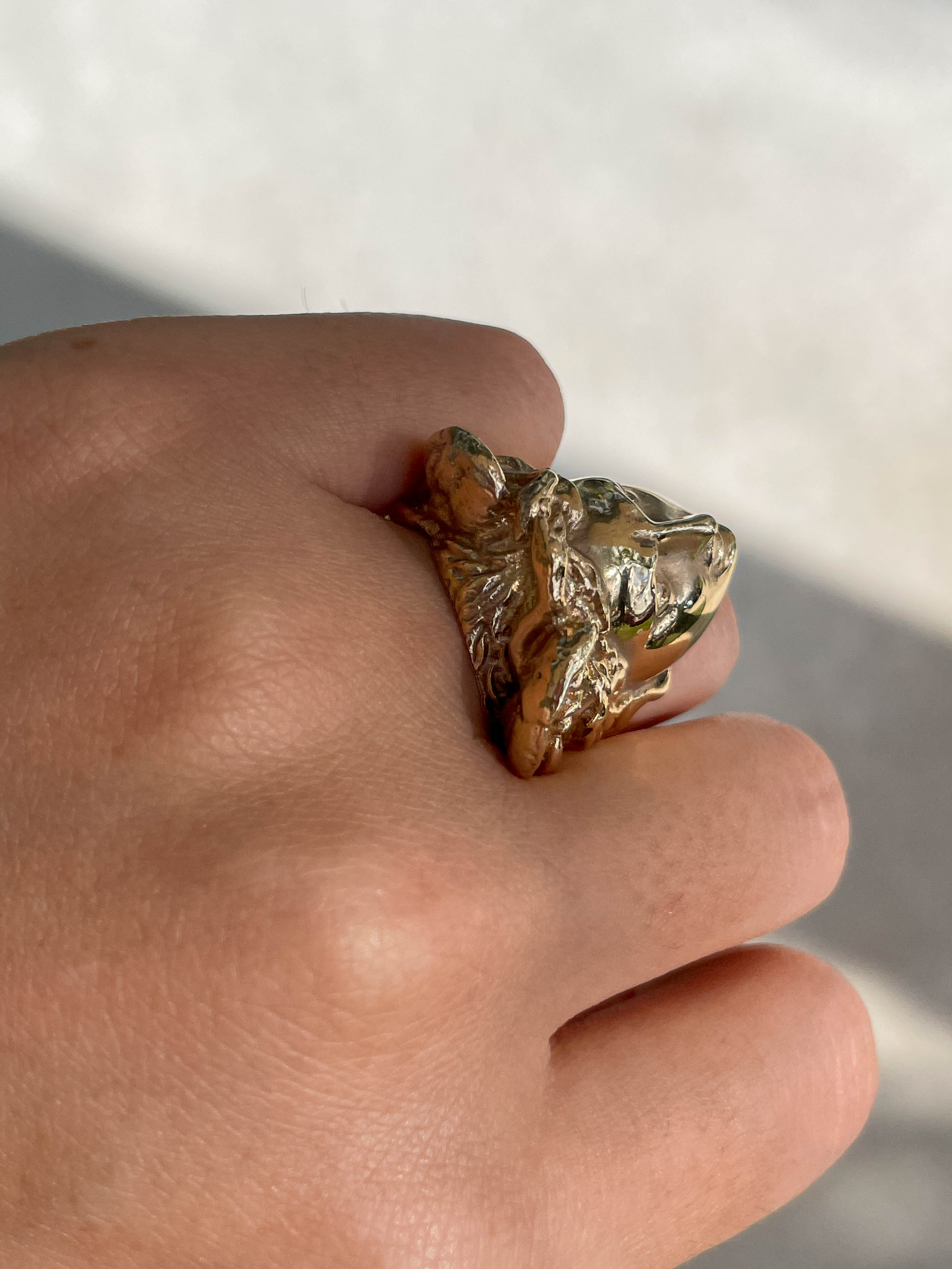 Jay Feder 18K Yellow Gold Versace-Style Face Ring – Jay Feder Jewelers