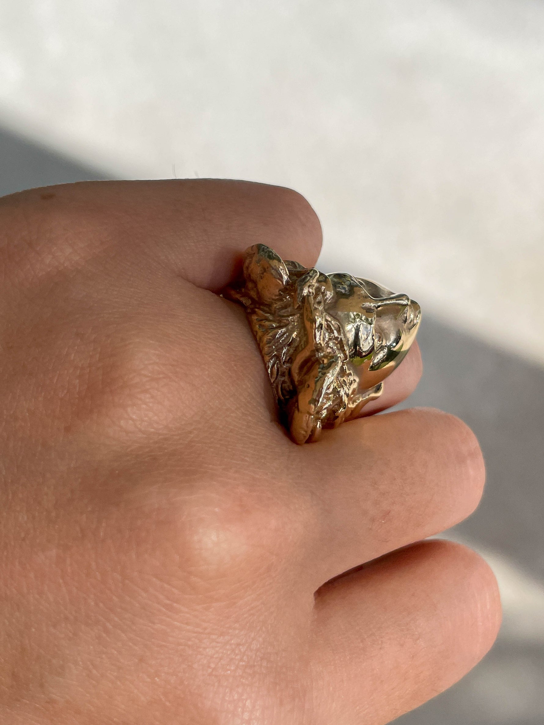 Jay Feder 18 K Yellow Gold Versace-Style Face Ring